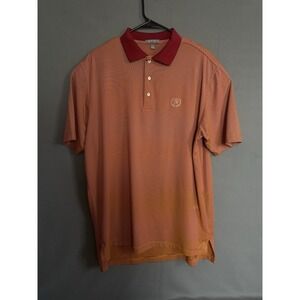 Peter Millar Summer Comfort Golf Polo Shirt Mens Size Large Orange/red Stripped